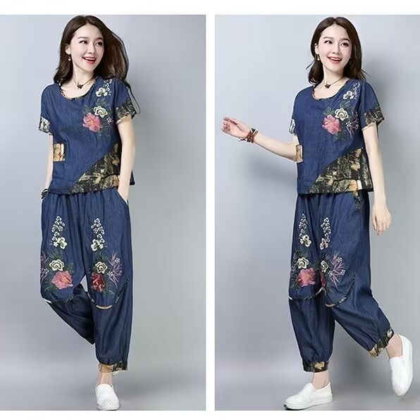 Ethnic Fashion Wear - Etnische stijl plus size damespak zomer
