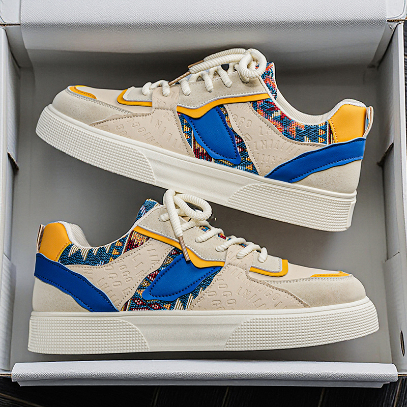 Ethnic Fashion Wear - Vintage patchwork platform sneakers voor heren