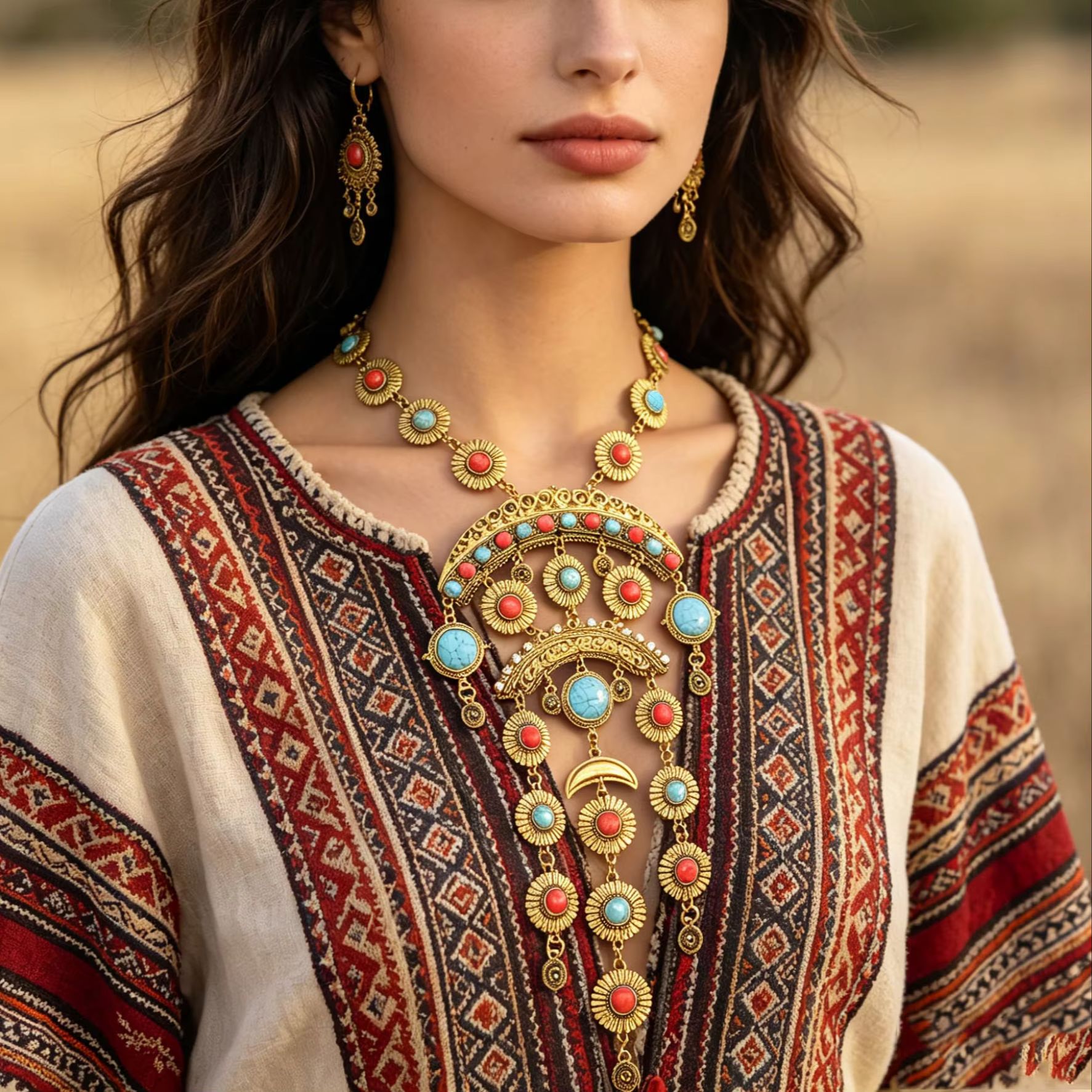Ethnic Fashion Shoot - Vintage Chinese etnische stijl ketting met